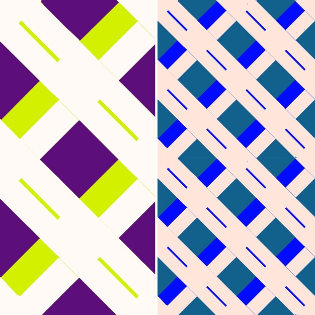 Un disegno viola e blu con linee viola e verdi