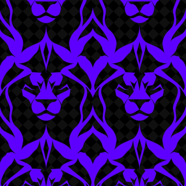PSD a purple and blue patterned background with a lion head