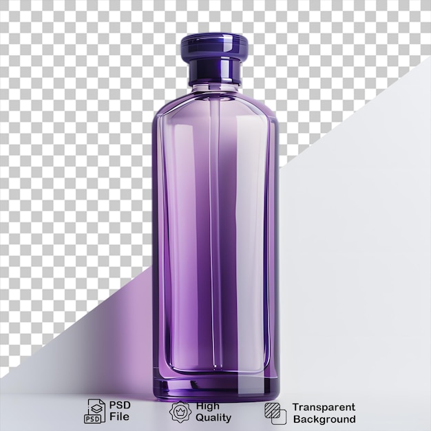PSD modello di bottiglia viola isolato su sfondo trasparente include file png