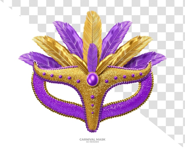 PSD purple brazilian carnaval mask 3d render