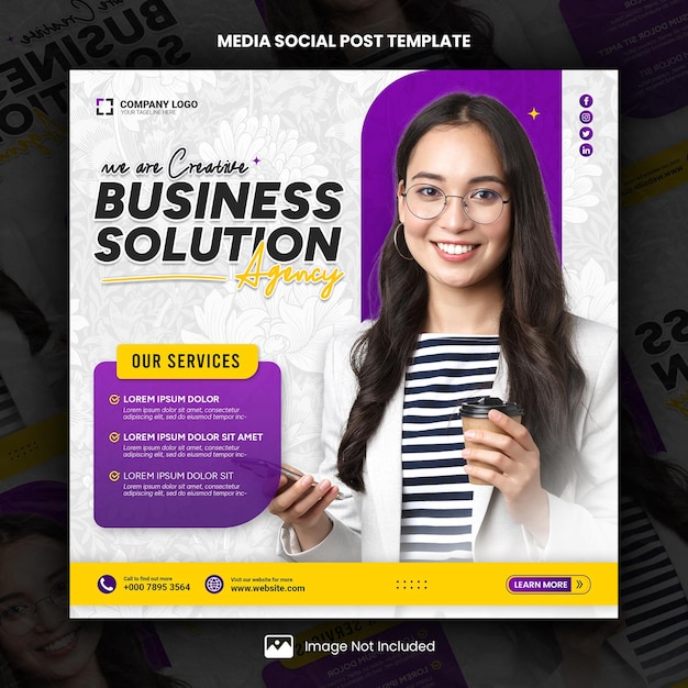 Фиолетовое бизнес-агентство Media Social Post Template