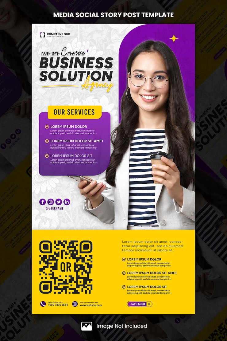 PSD шаблоны сообщений о социальных историях purple business agency media