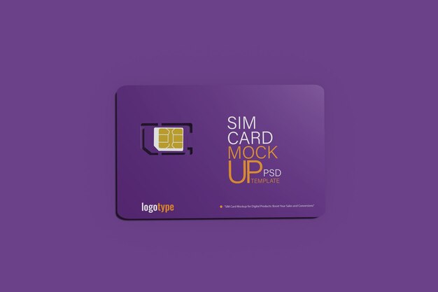 A purple card that says sim card mock up