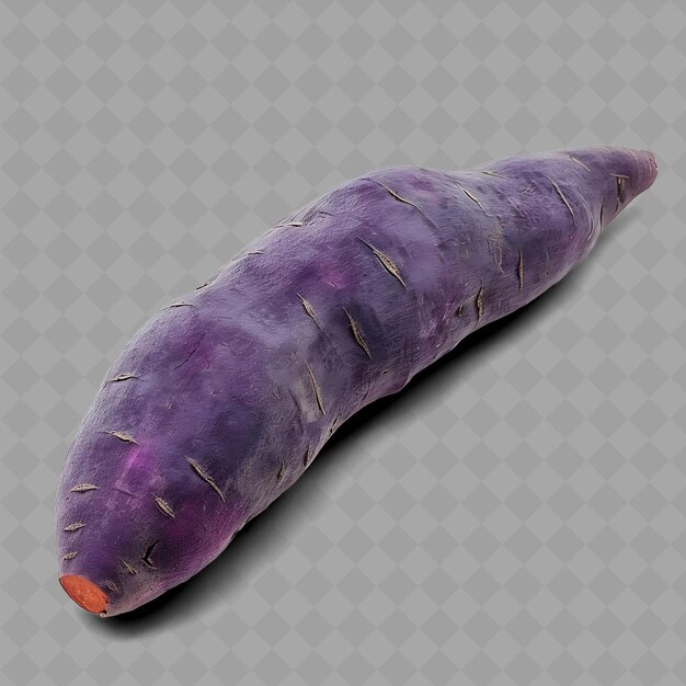 PSD a purple carrot with a long stem and the top half of it