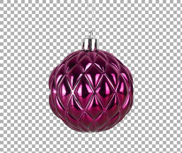 Purple christmas ball with embossed pattern isolated