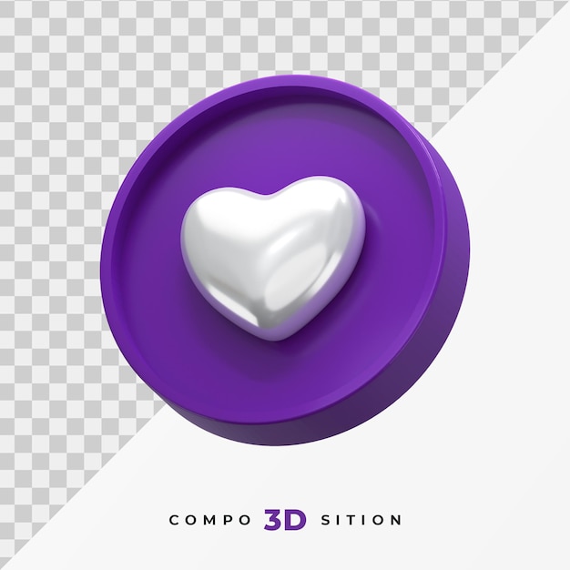 Purple circle like icon 3d rendering