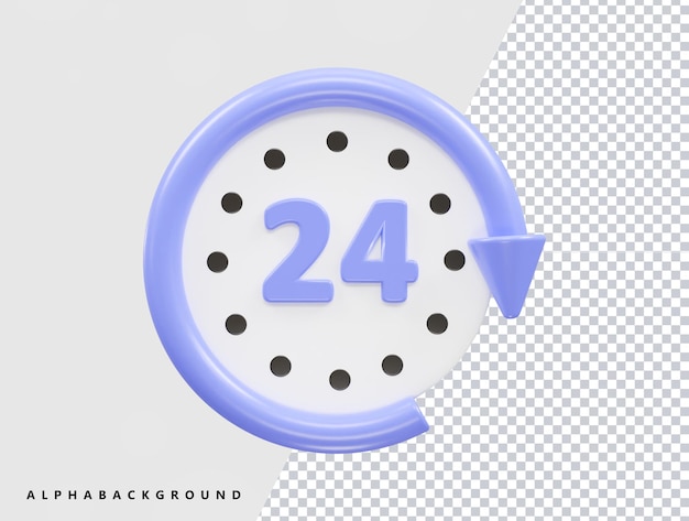 PSD purple clock with the number 24 on it