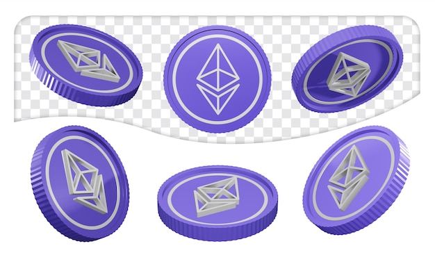 PSD a purple coin with an icon of an item that says the word crypto on it.