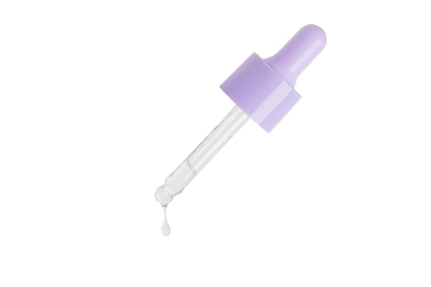 PSD purple cosmetic dropper on a white background