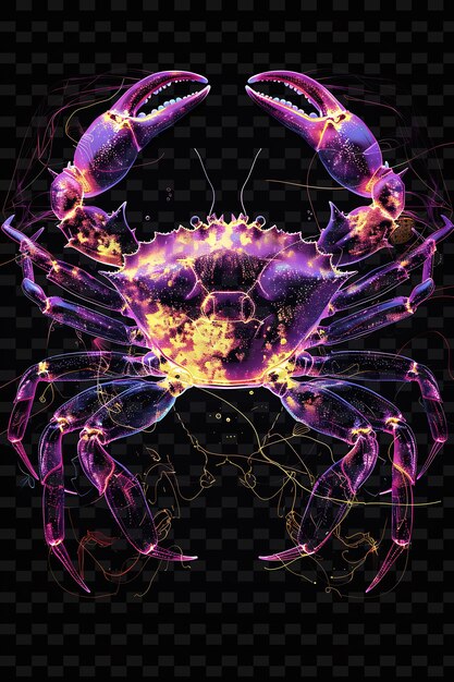 PSD a purple crab with a purple background and the words lobster on the bottom