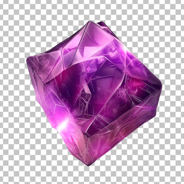 Un cubo viola con un diamante viola su di esso