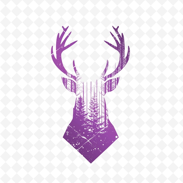 PSD a purple deer head with a purple star on it