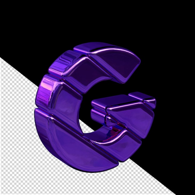 Purple diagonal block 3d symbol view from the left letter g