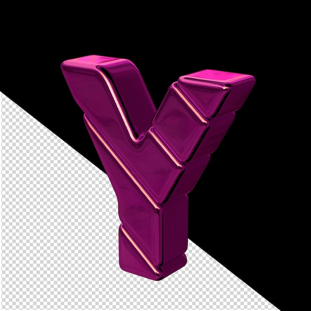 PSD vista del simbolo del blocco diagonale viola dalla lettera sinistra y