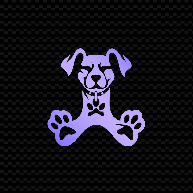 A purple dog with a purple paw print on it