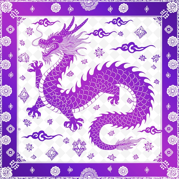 PSD a purple dragon with purple flowers and a purple body with a purple dragon on it