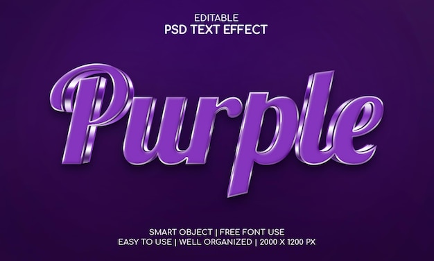 PSD purple editable text effect with smart object