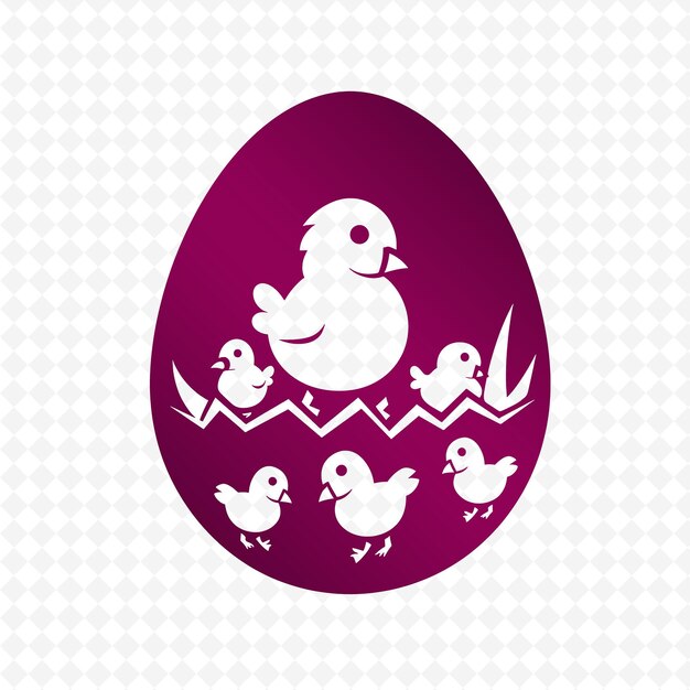 PSD a purple egg with ducks on it