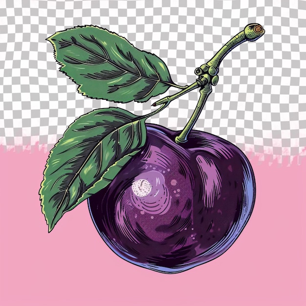 PSD a purple eggplant with a green leaf on it