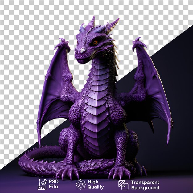 PSD purple fantasy dragon isolated on transparent background include png file