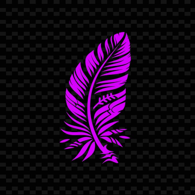 PSD Фиолетовое перо с рисунком фиолетовых перьев на черном фоне