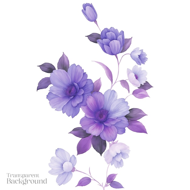 PSD purple floral transparent background