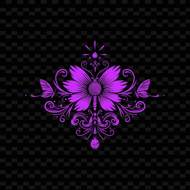 PSD purple flower on a black background free download