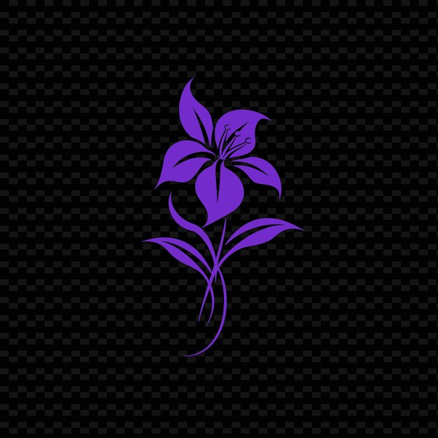 PSD purple flower on a black background