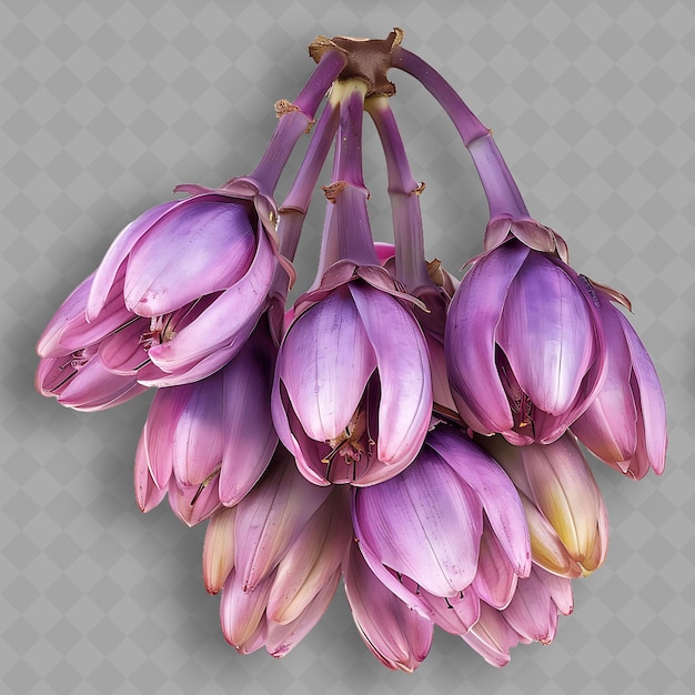 Un fiore viola con la parola il nome del fiore