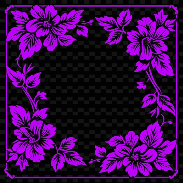 PSD purple flowers on a black background