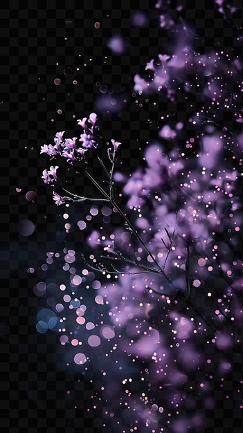 PSD purple flowers on a black background