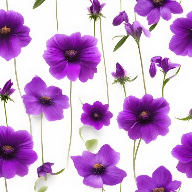 PSD Фиолетовые цветы на белом фоне