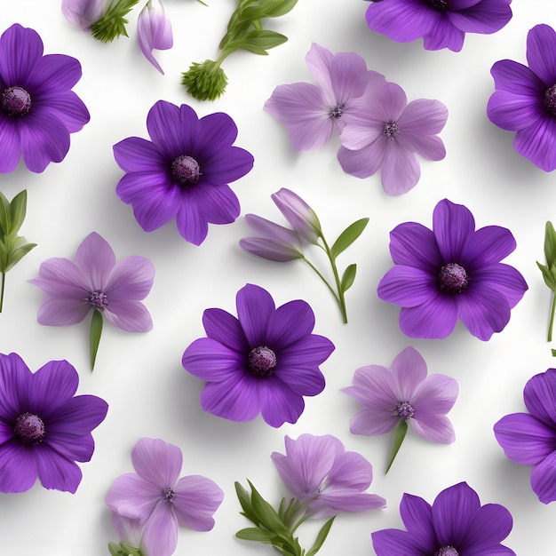 PSD purple flowers on a white background