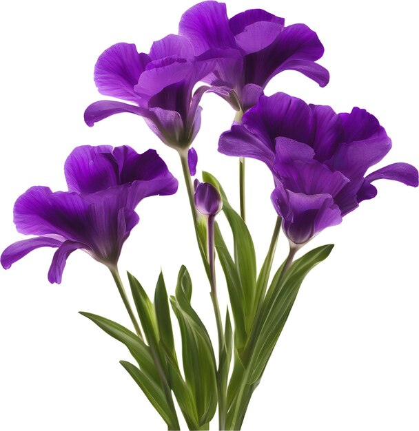 PSD purple flowers with stems ai generated