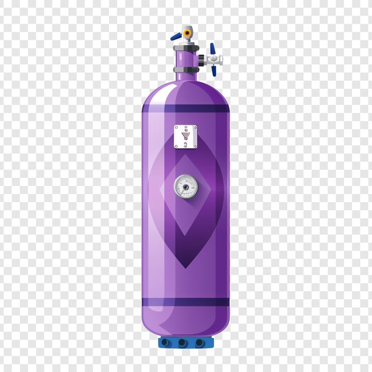 PSD purple gas cylinder with gauge and valve