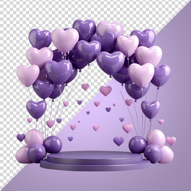 PSD purple gift box and balloon png