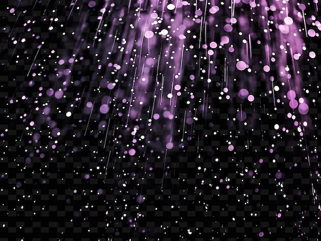 Purple glitters are falling on a black background