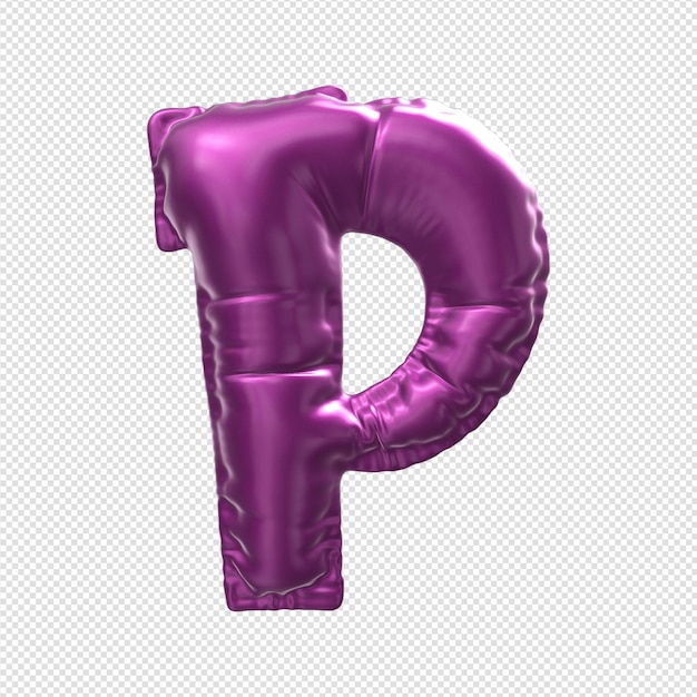 Purple glossy letter p with a transparent background.
