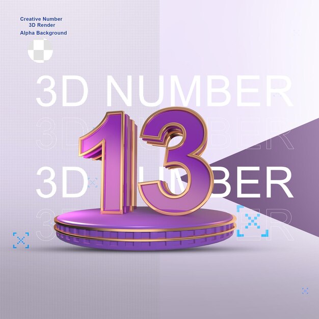 PSD elemento di numeri 3d in oro viola per il design