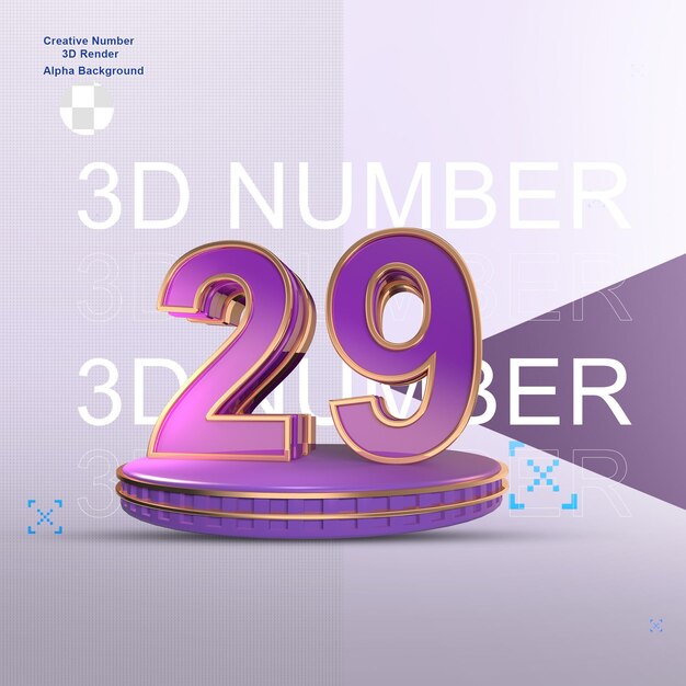 purple gold 3d numbers element for design