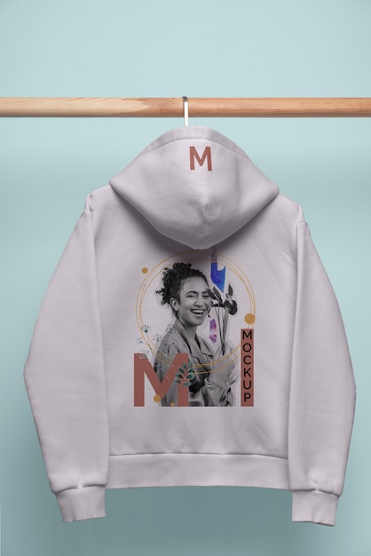 Purple hoodie on hanger mockup