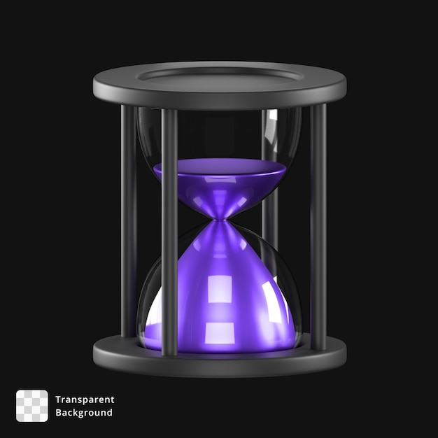 Purple Hourglass with Flowing Sand