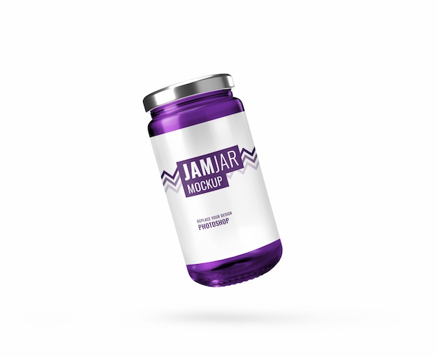 PSD purple jam bottle mockup realistic