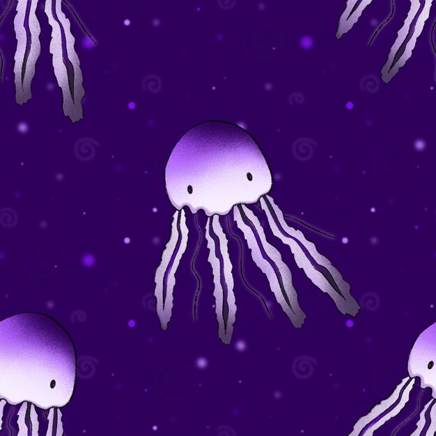 PSD purple jellyfish in the mysterious water world pattern purple version