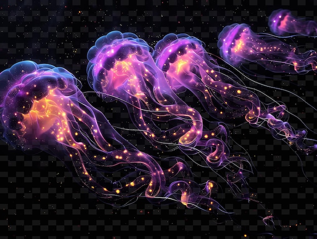 A purple jellyfish with purple and purple stripes and a purple starfish