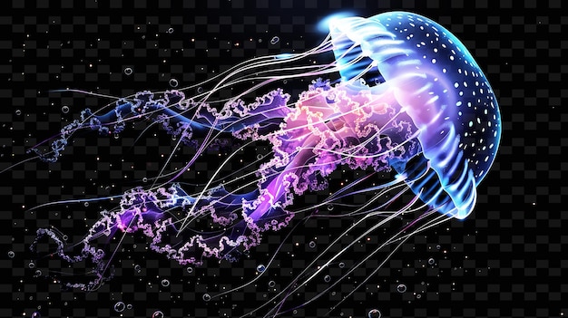 PSD a purple jellyfish with purple tentacles that says jellyfish