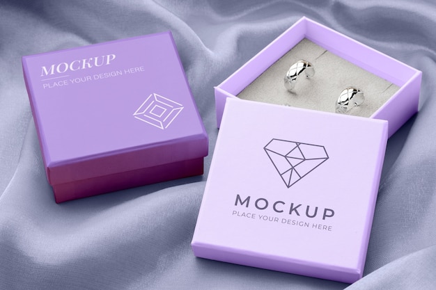 PSD purple jewelry boxes mockup