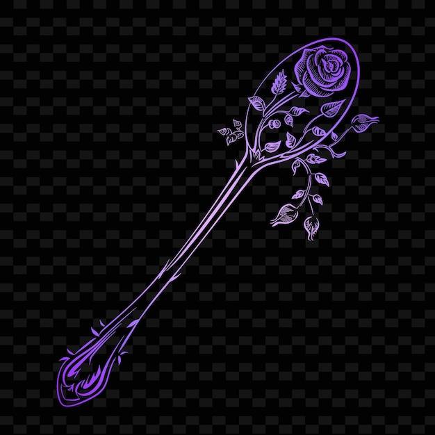 PSD a purple key with a flower on a black background