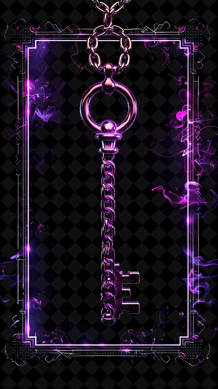 PSD a purple key with a purple background of purple smoke