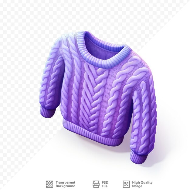 Un maglione a maglia viola con strisce viola sulla parte anteriore.